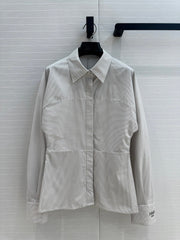 Fendi 25 Patchwork Waist Shirt Light Gray Cotton