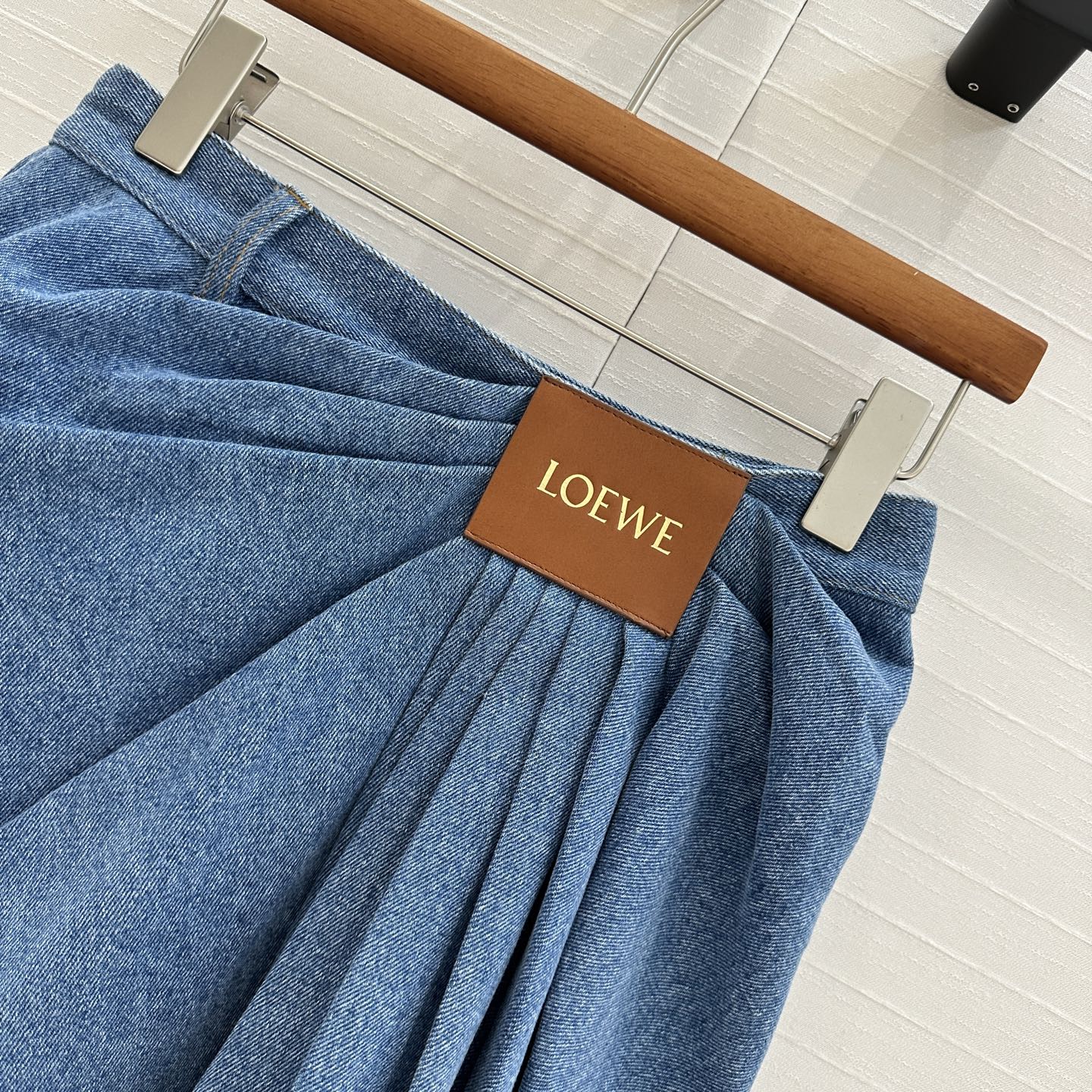 Loewe 25 Draped Denim Skirt Blue Cotton