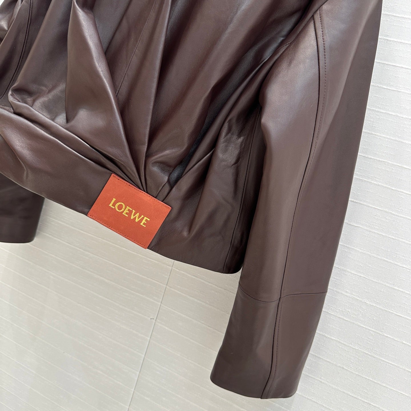 Loewe Draped Jacket Brown Lambskin
