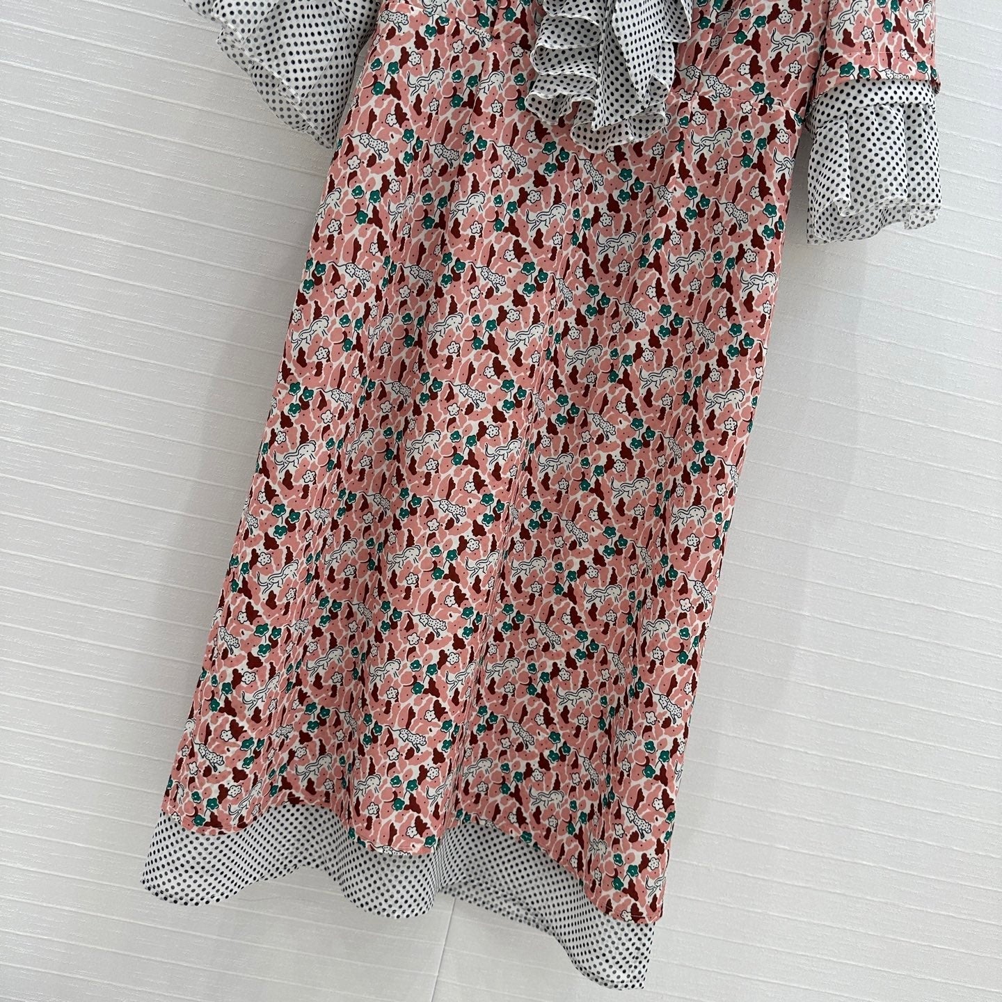 Prada Lace Half-sleeved Dress Pink mix colors Polyester