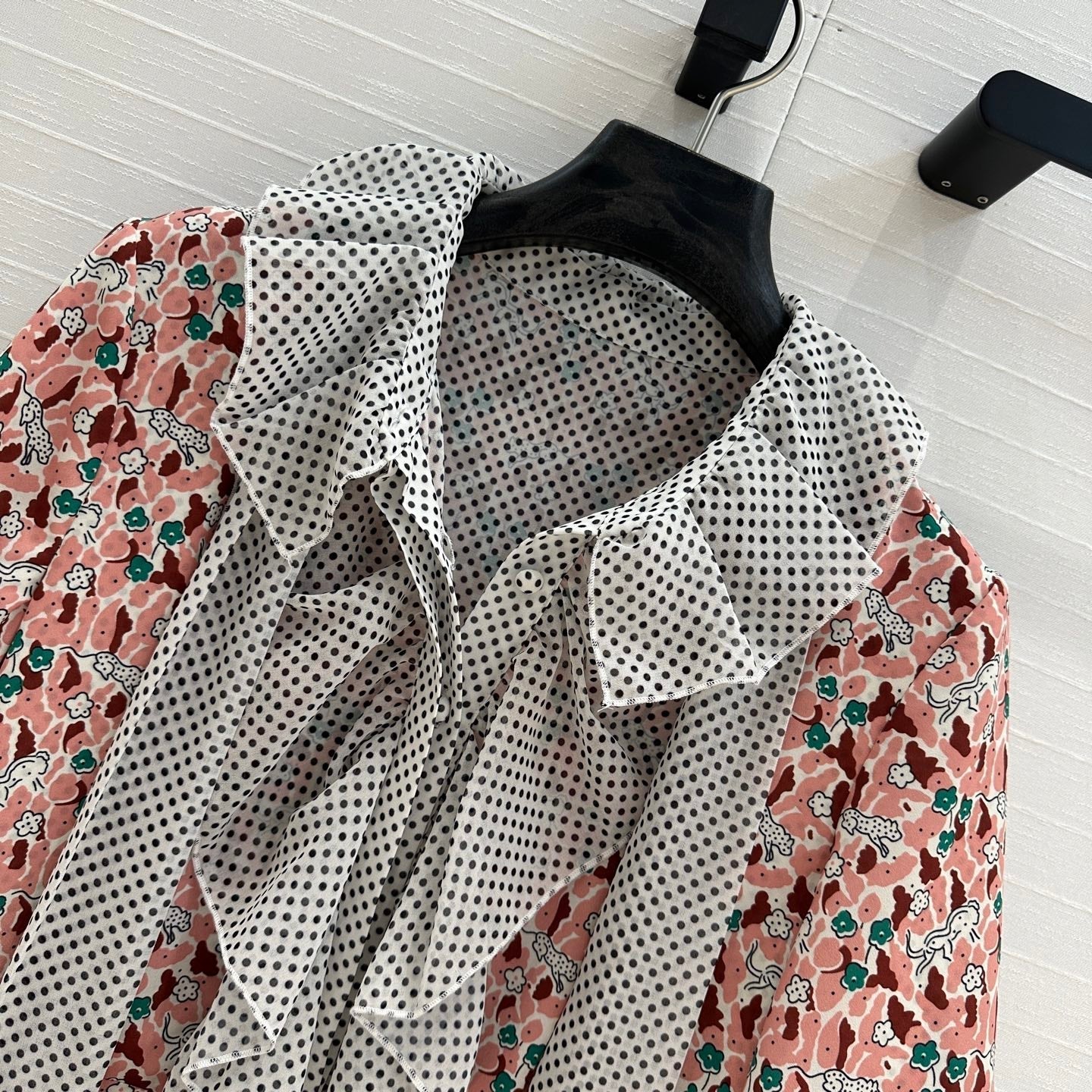 Prada Lace Half-sleeved Dress Pink mix colors Polyester