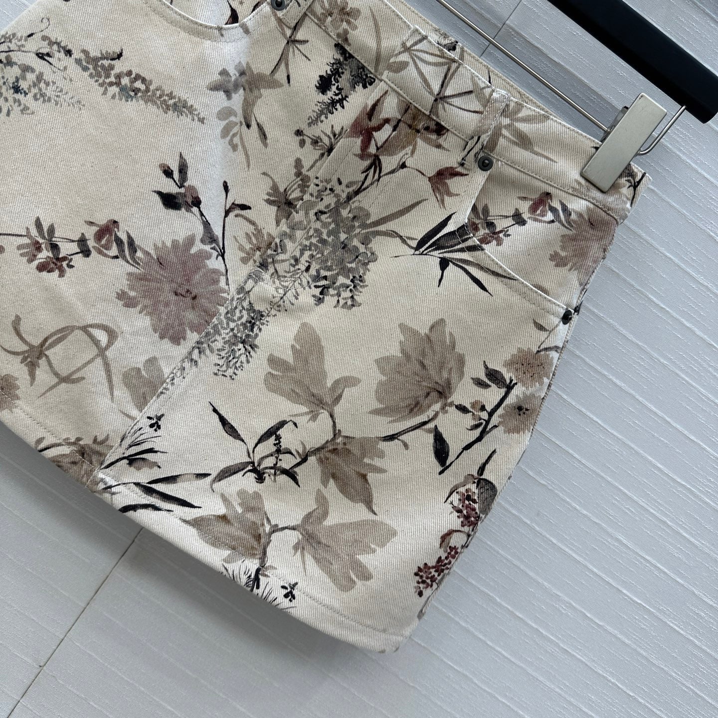 CD 25 Printed Denim Skirt Cotton