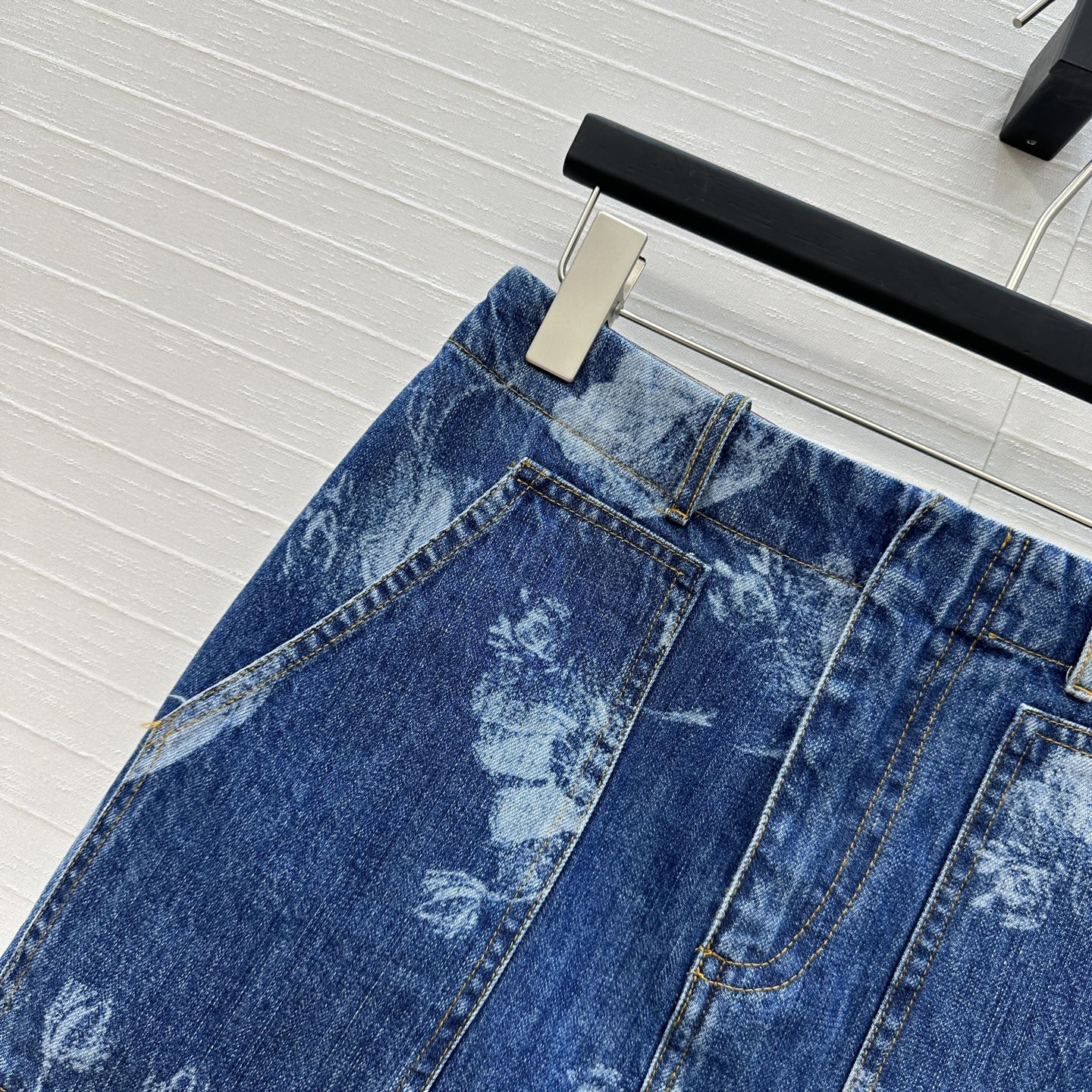 Fendi Flower Denim Skirt Blue Cotton