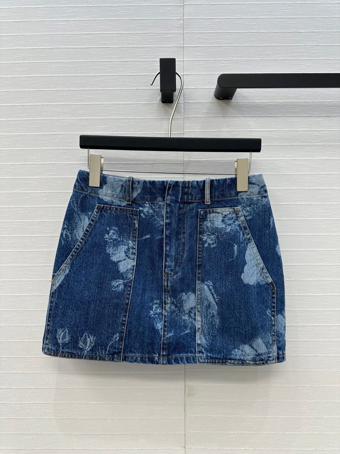 Fendi Flower Denim Skirt Blue Cotton
