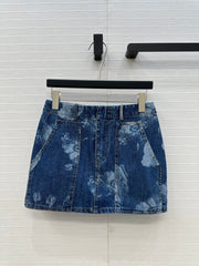 Fendi Flower Denim Skirt Blue Cotton