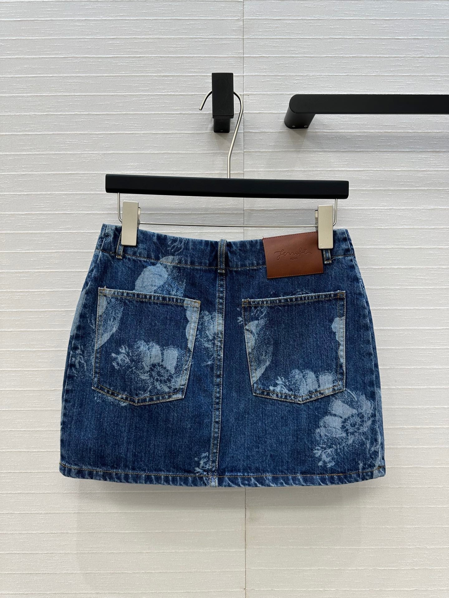 Fendi Flower Denim Skirt Blue Cotton