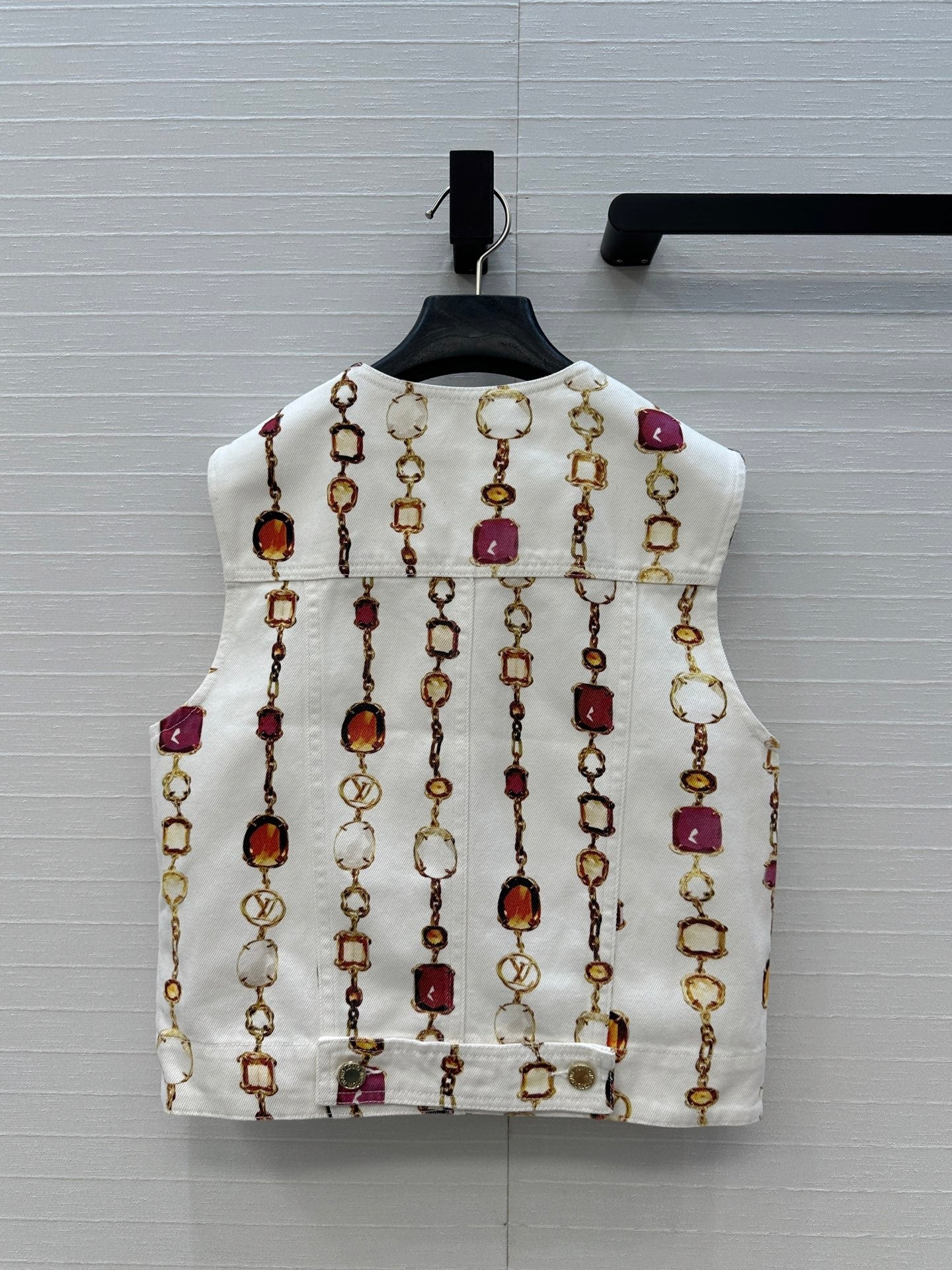 LV 25 Classic Elements Colorful Gemstone Necklace Vest White Cotton
