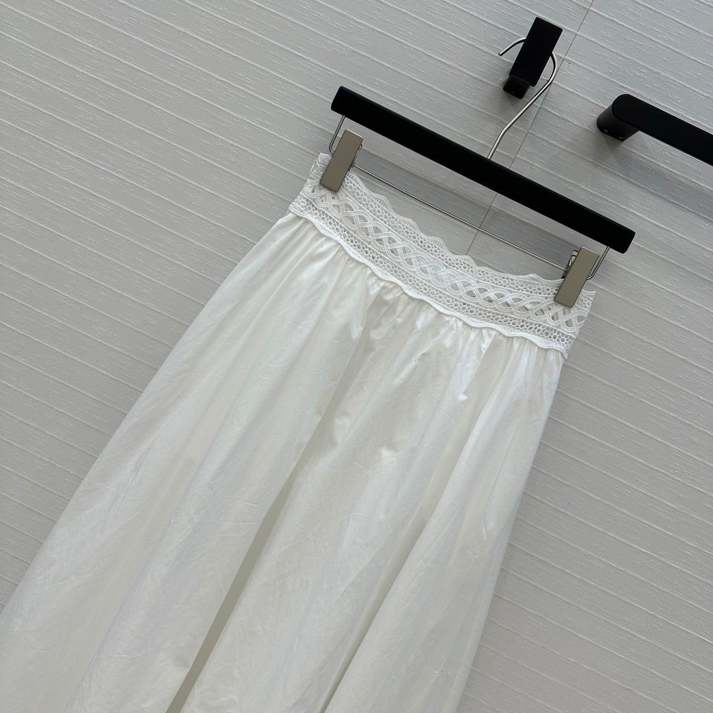 Celine Long Skirt White Cotton Silk