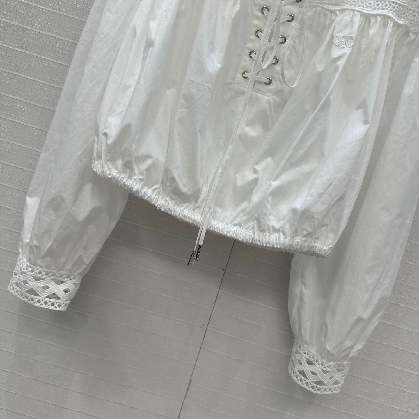 Celine 25 Lace One-shoulder Top White Cotton