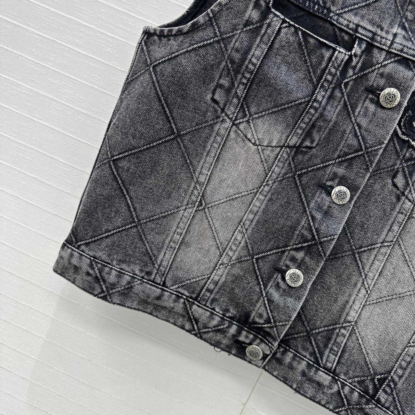 CC Flower Denim Vest Black Cotton