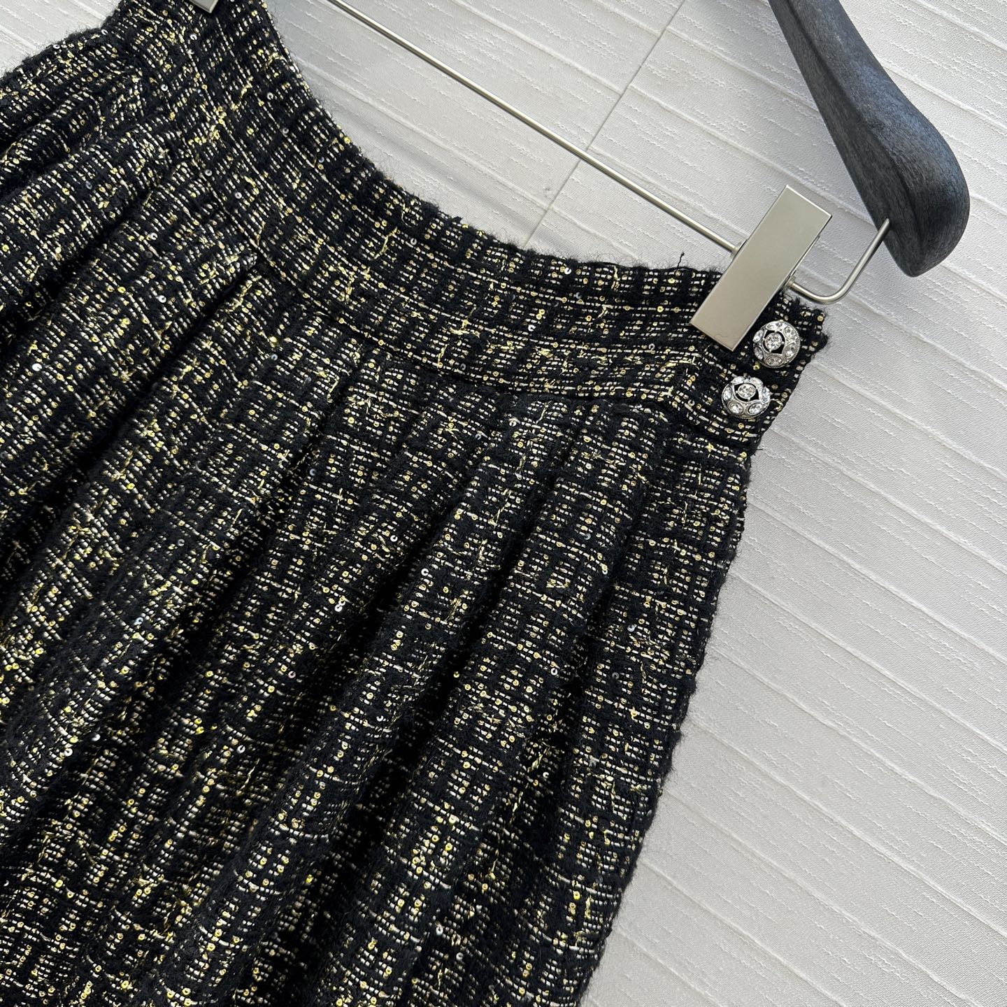 CC 25 Tweed Skirt Black Wool Polyamide