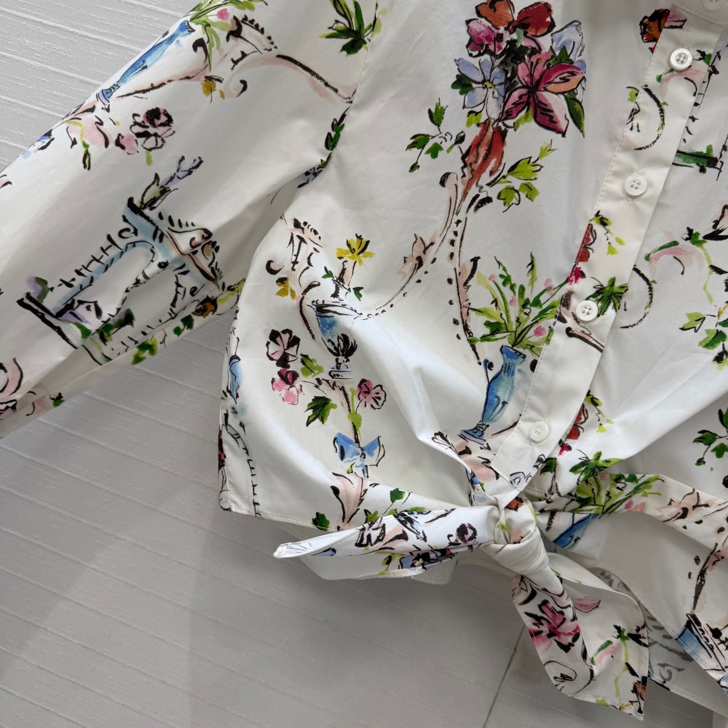 Dior 2026 Floral Print Shirt White Cotton 401995