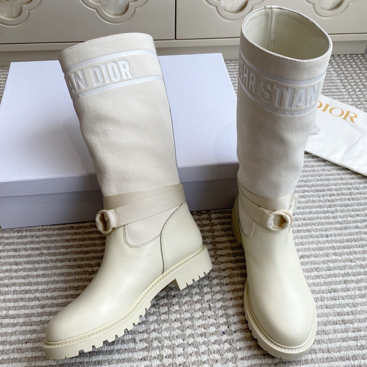 Dior 2025 Boot Off-white Suede Cowhide 501184