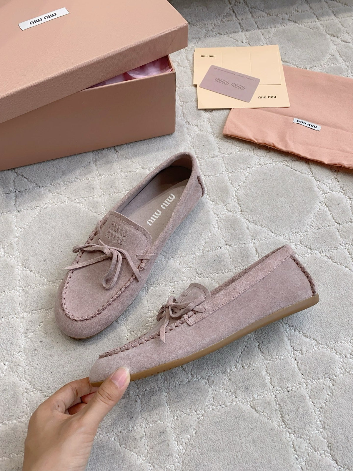 Miu Miu 2026 Bow-Tie Flat Shoe Suede 977033