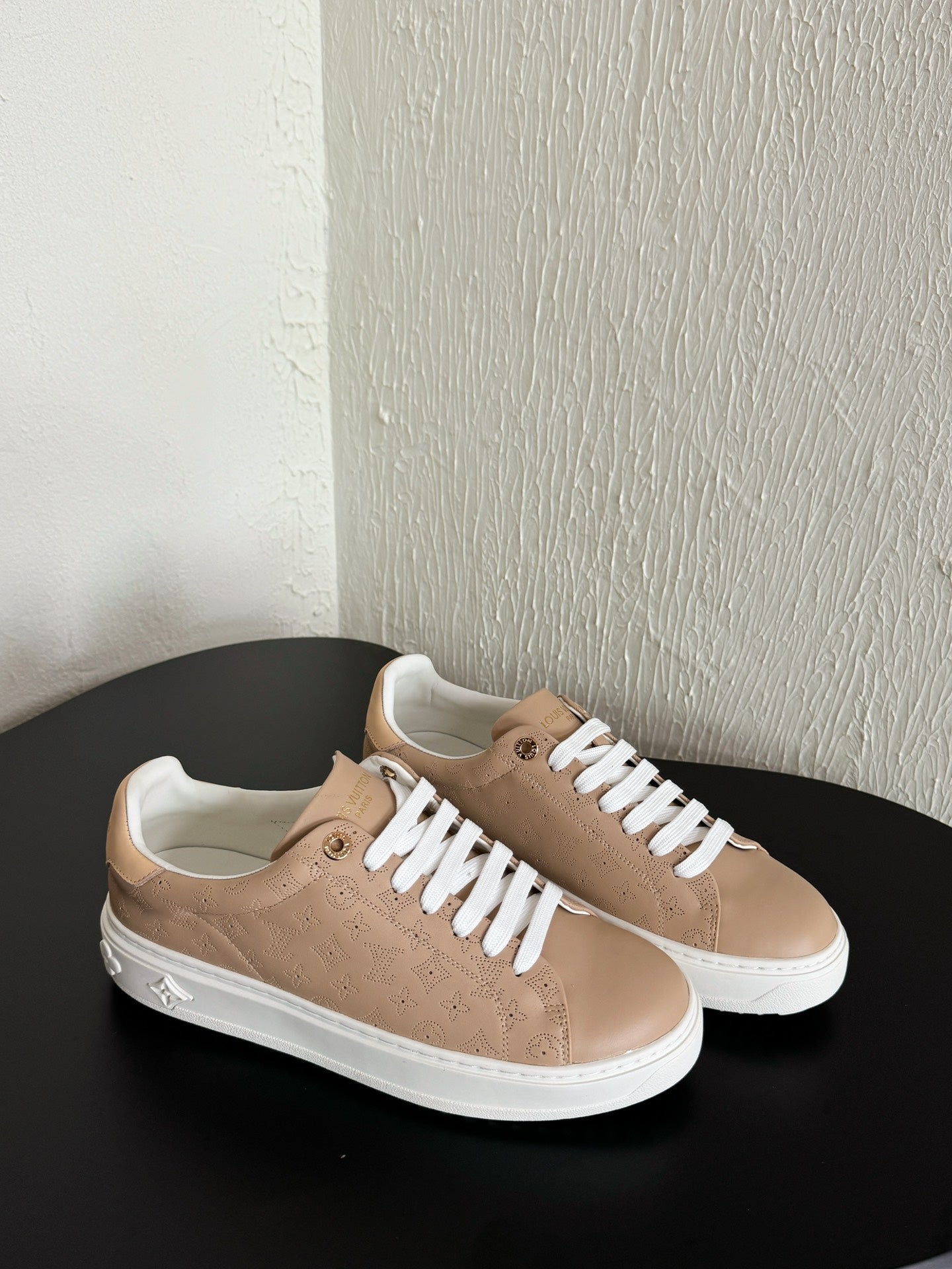 LV Sneakers Time Out Light Brown Monogram Calfskin