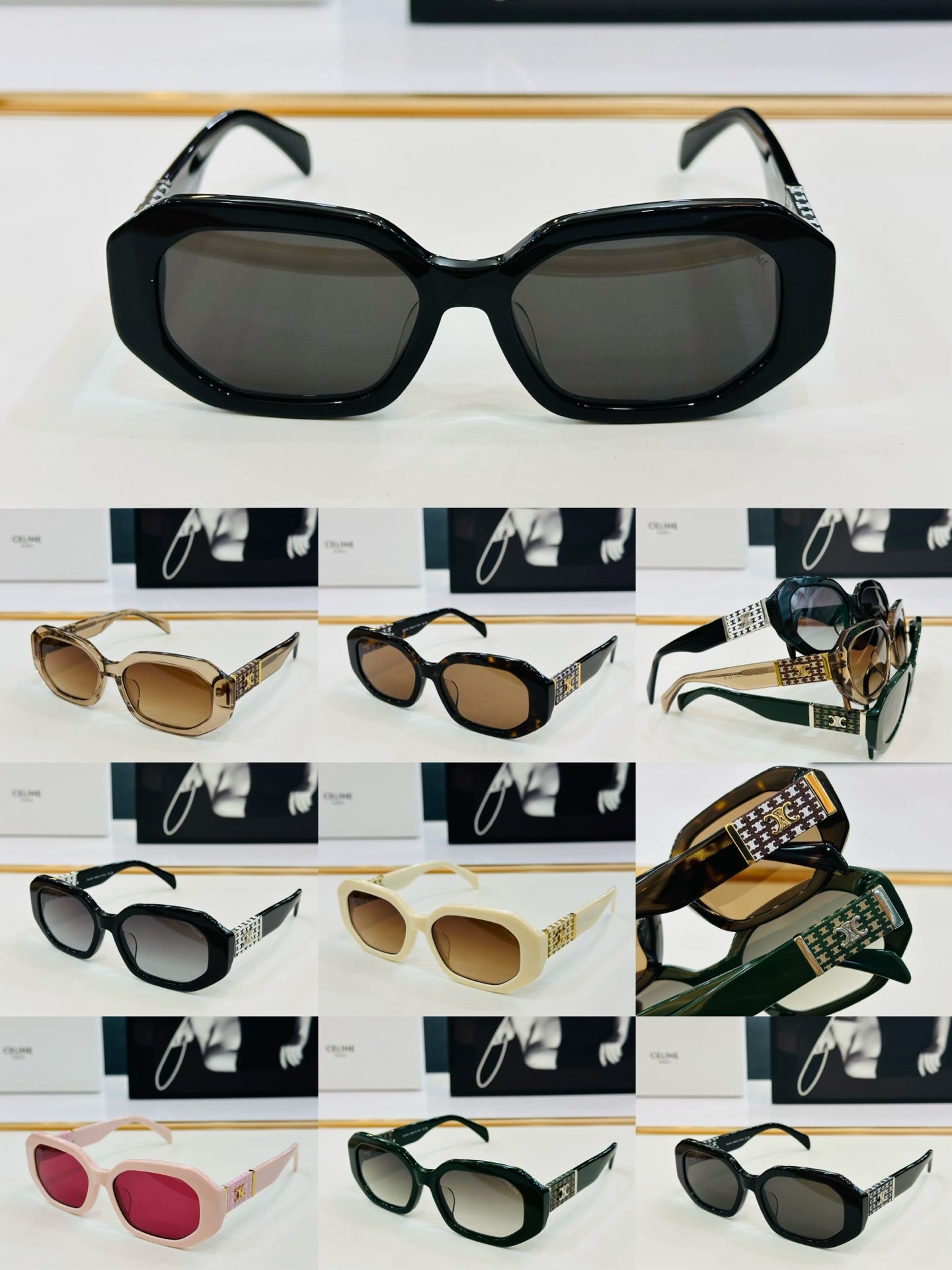 TRIOMPHE OVAL SUNGLASS CL40169 IN ACETATE