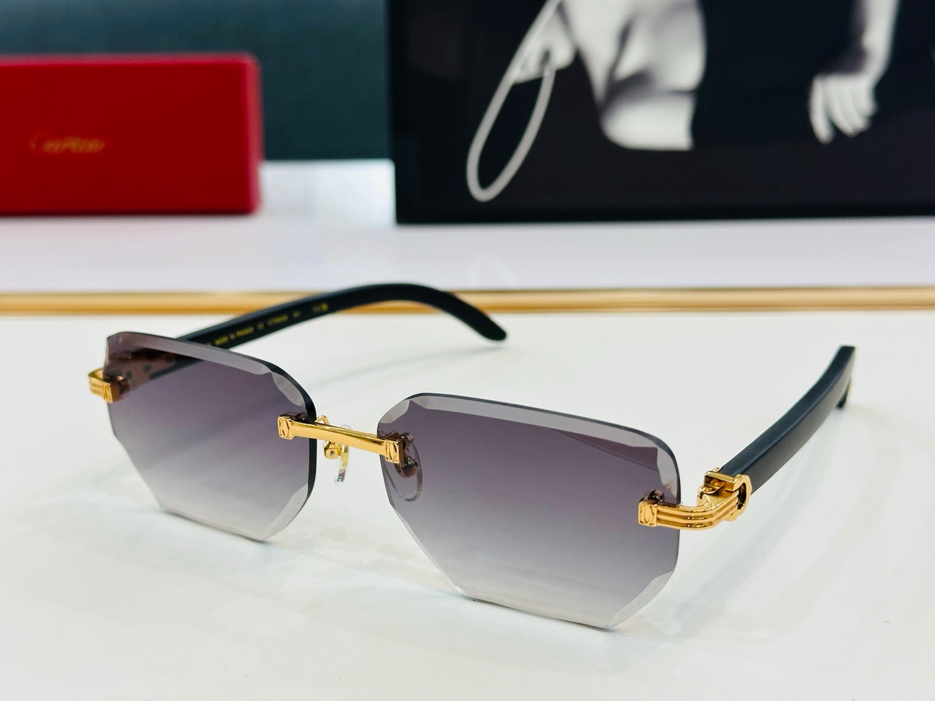 PREMIÈRE RECTANGULAR FRAME SUNGLASSES CT0620S IN METAL AND WOODEN