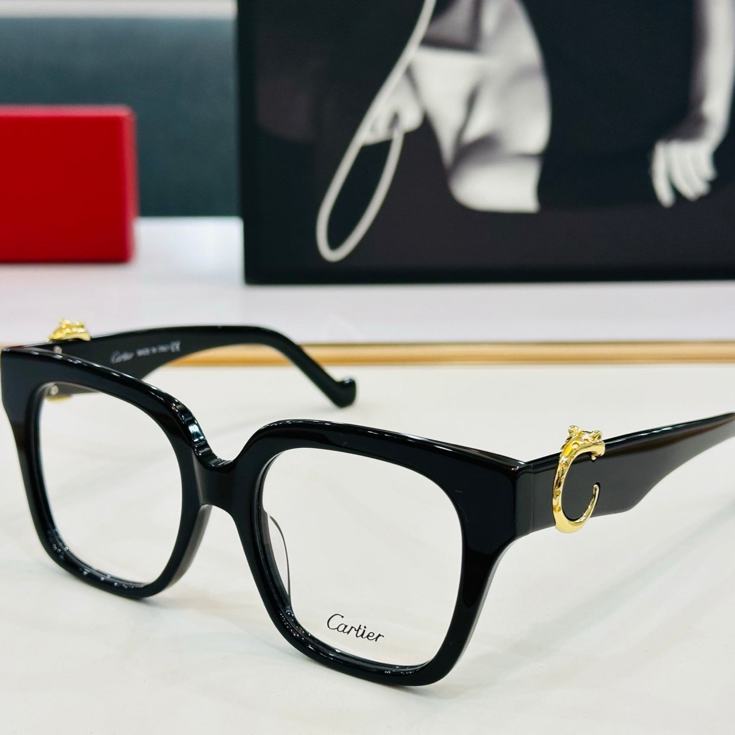 PANTHÈRE SQUARE FRAME SUNGLASSES 575855 IN ACETATE