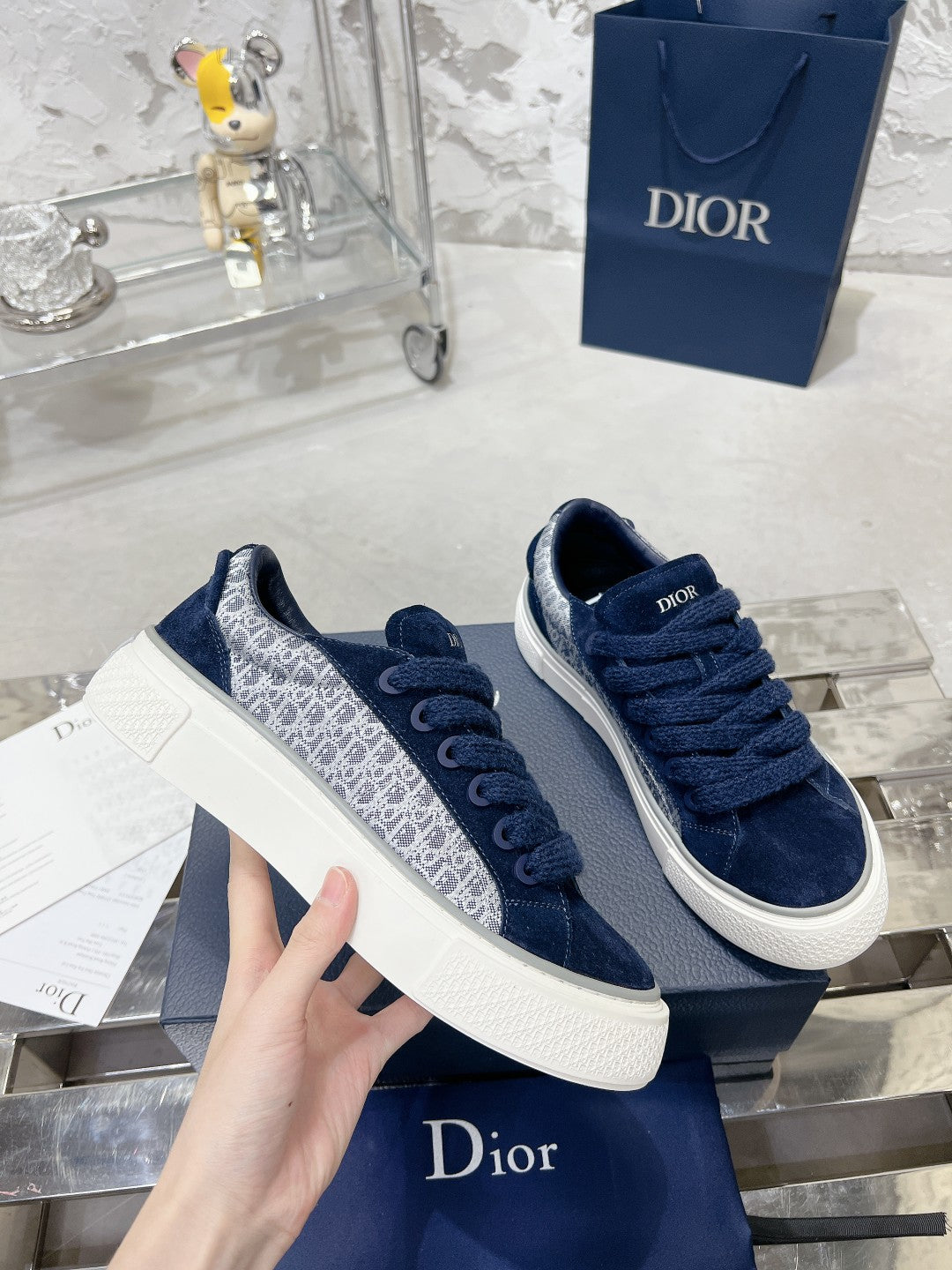 CD B33 Sneaker 30mm In Navy Blue Suede 100658