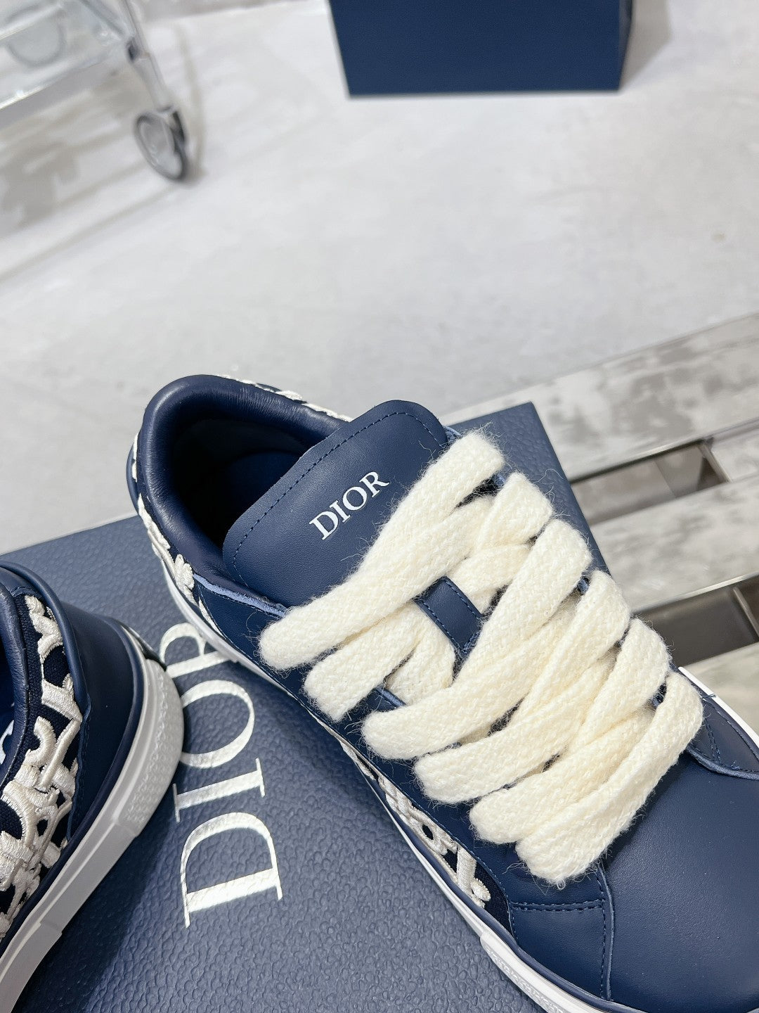 CD B33 Sneaker 30mm In Navy Blue Calfskin 100666