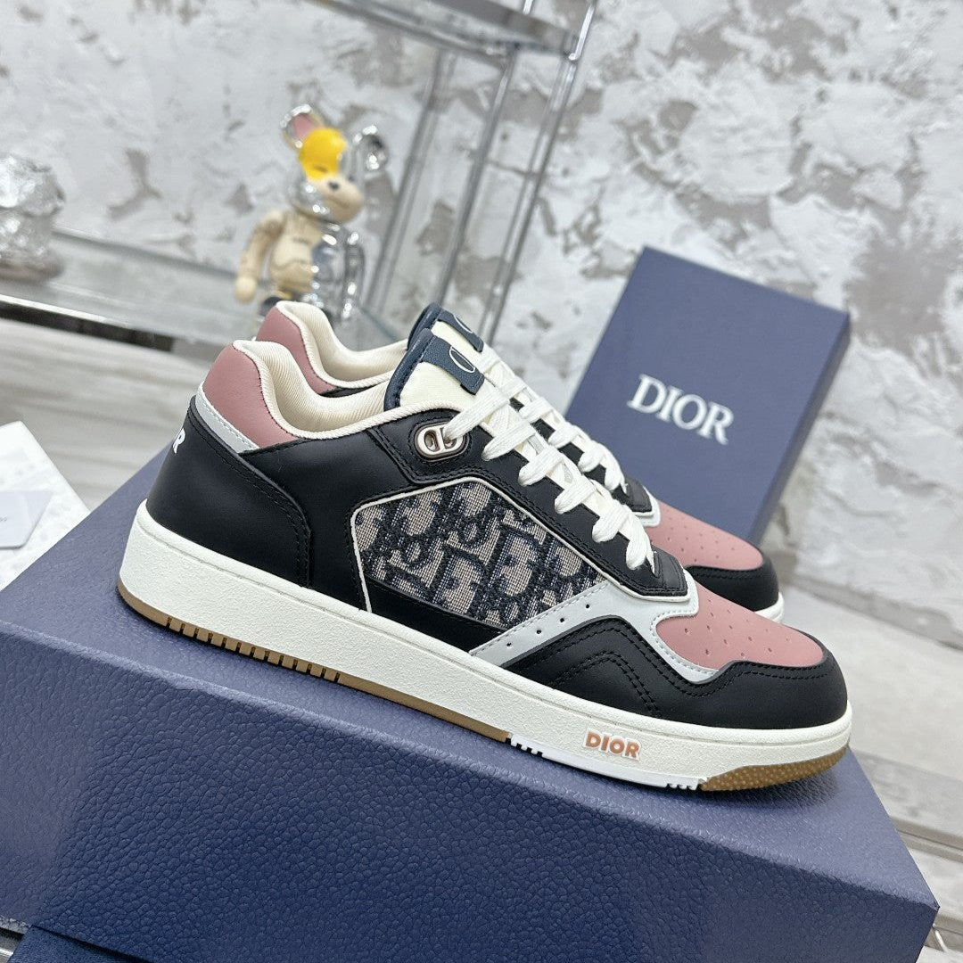 CD B27 Low-Top Sneaker 30mm In Black Pink Monogram Calfskin 100785