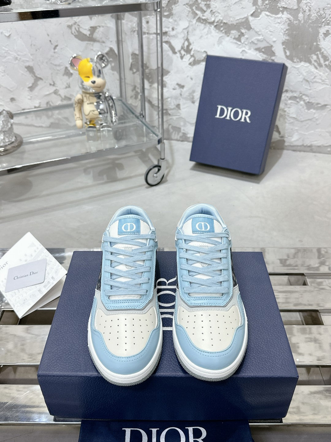 CD B27 Low-Top Sneaker 30mm In Could Blue Monogram Calfskin 100797