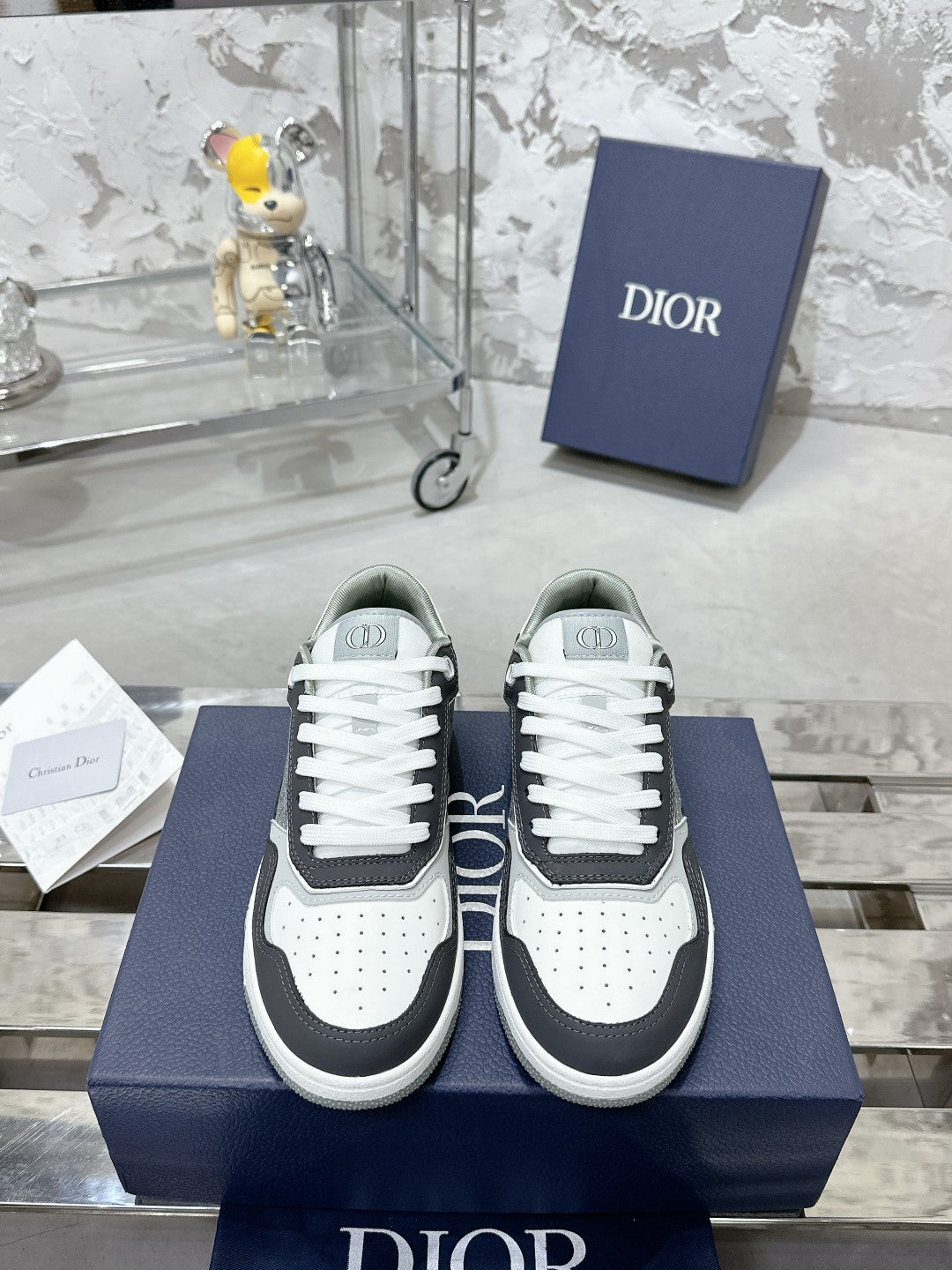 CD B27 Low-Top Sneaker 30mm In Grey Black Monogram Calfskin  100801