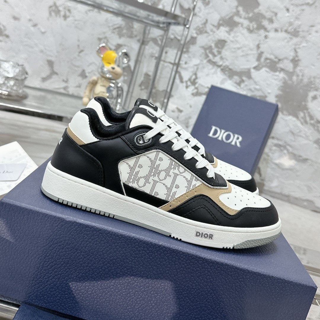 CD B27 Low-Top Sneaker 30mm In Black White Monogram Calfskin 100809