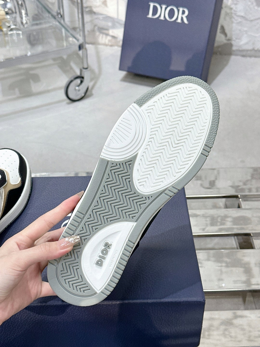 CD B27 Low-Top Sneaker 30mm In Black White Monogram Calfskin 100809