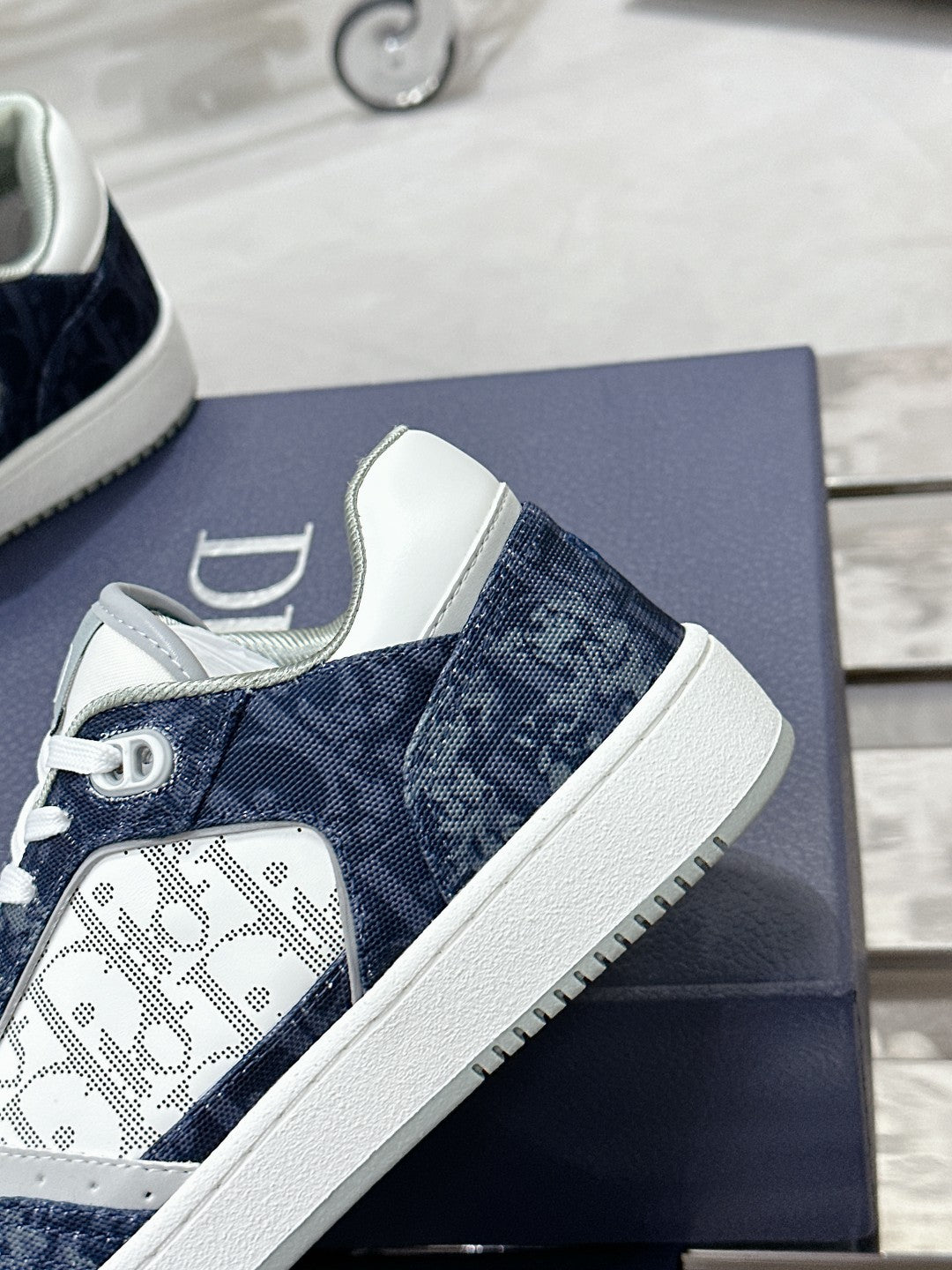 CD B27 Low-Top Sneaker 30mm In Deep Blue Monogram Calfskin  100821