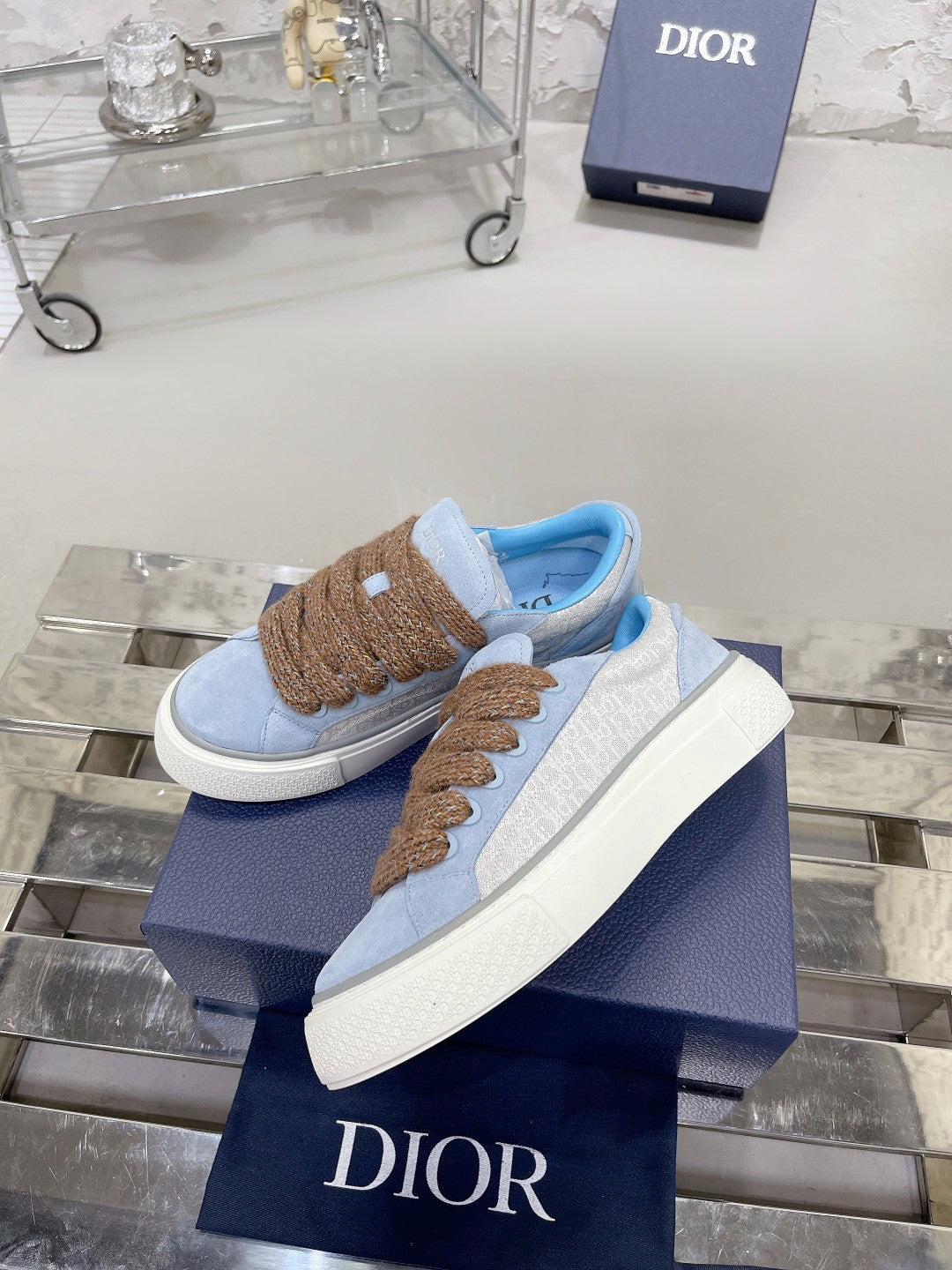CD B33 Sneaker 30mm In Light Blue Mix Brown Suede 100677