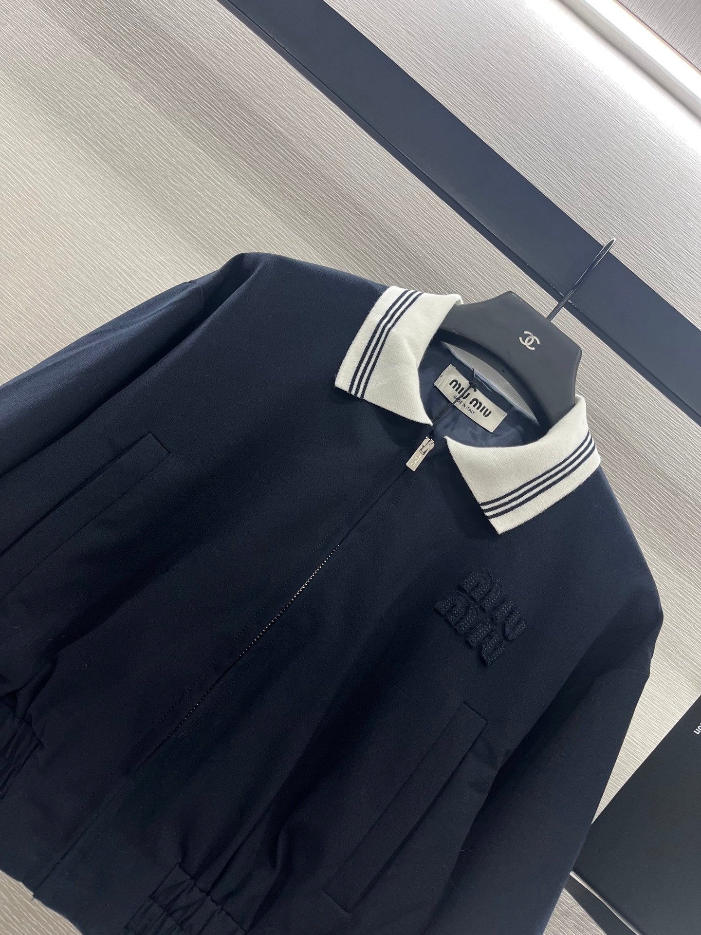 Miu Miu 25 Crop Top Wool Set Navy Blue 283087