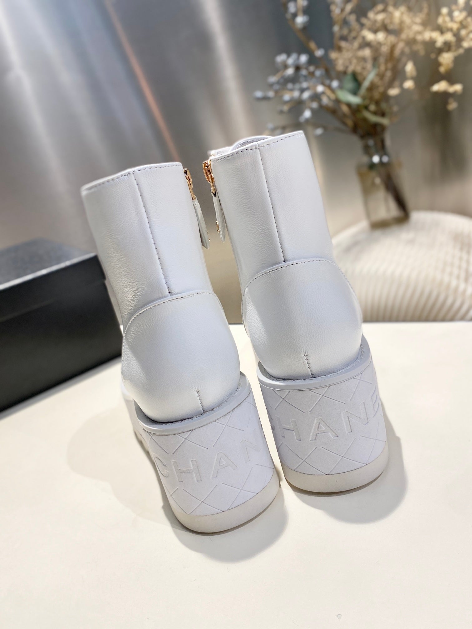 CC Ankle Boots 100m White Lambskin