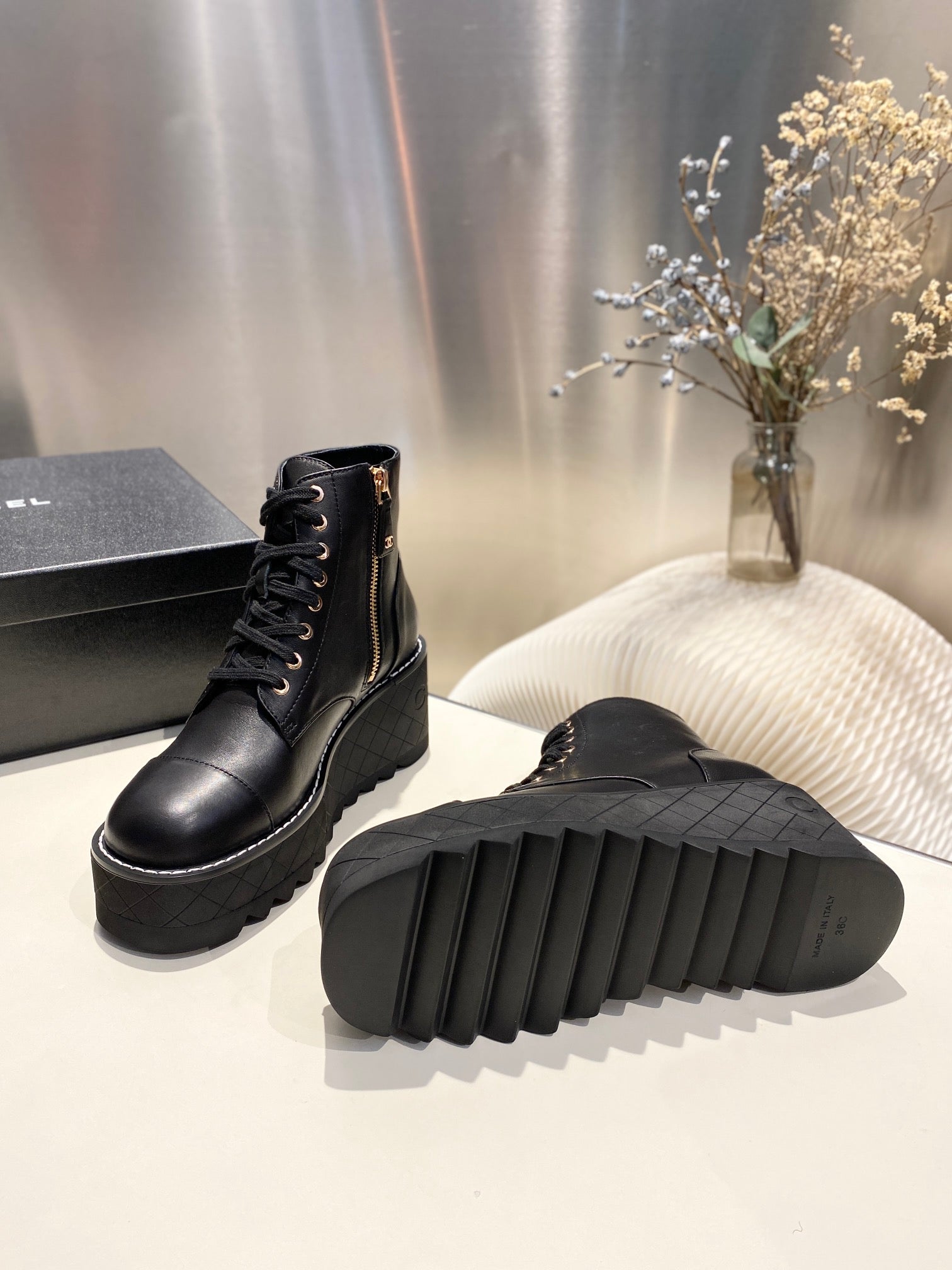 CC Ankle Boots 100m Black Lambskin