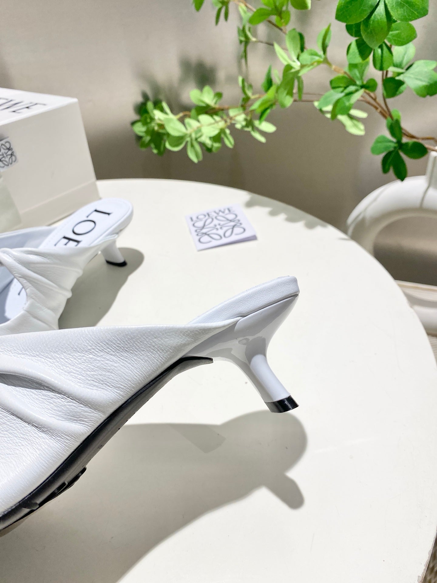 Loewe 25 Pebble Mule White Lambskin