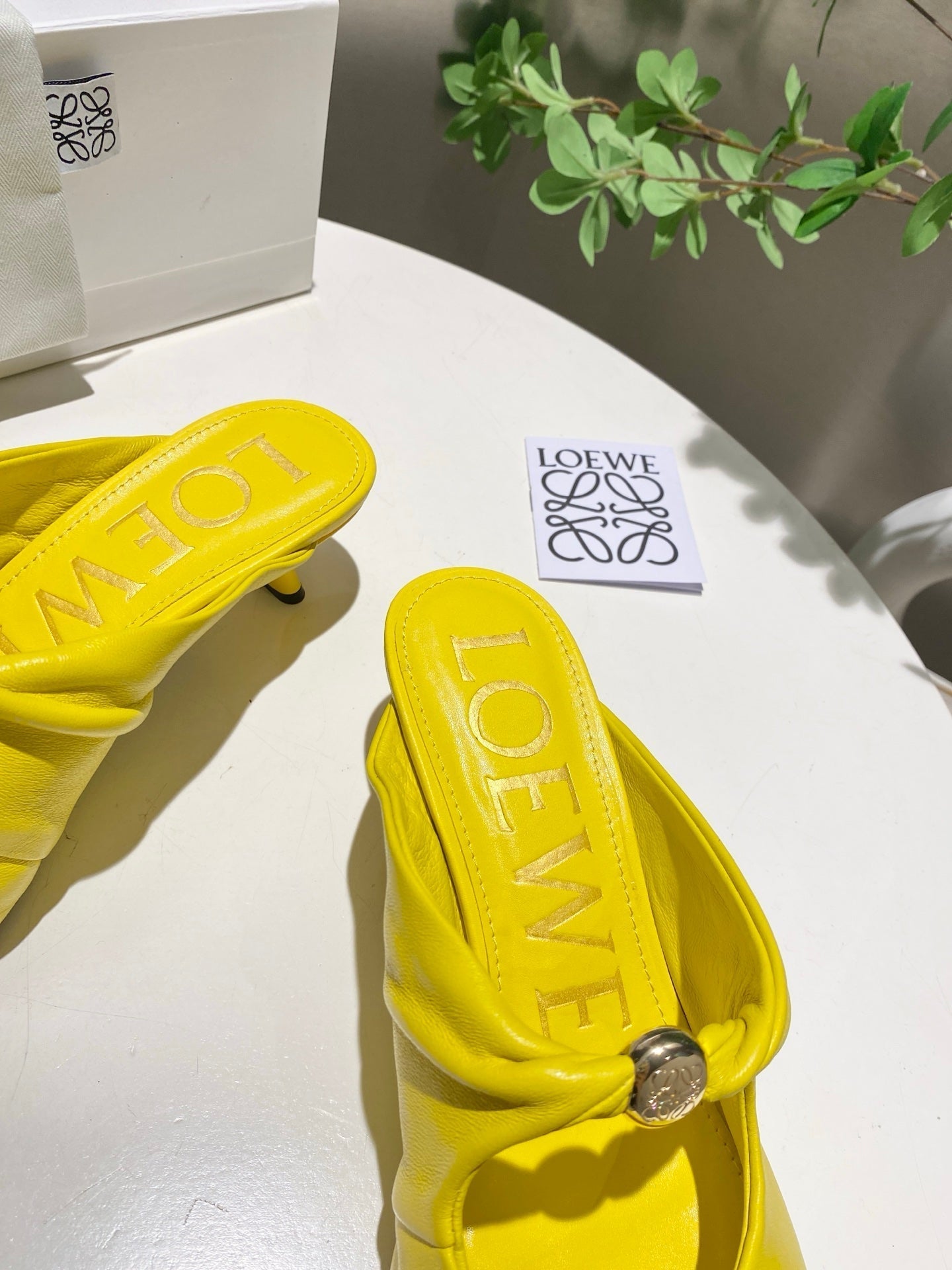 Loewe 25 Pebble Mule Yellow Lambskin