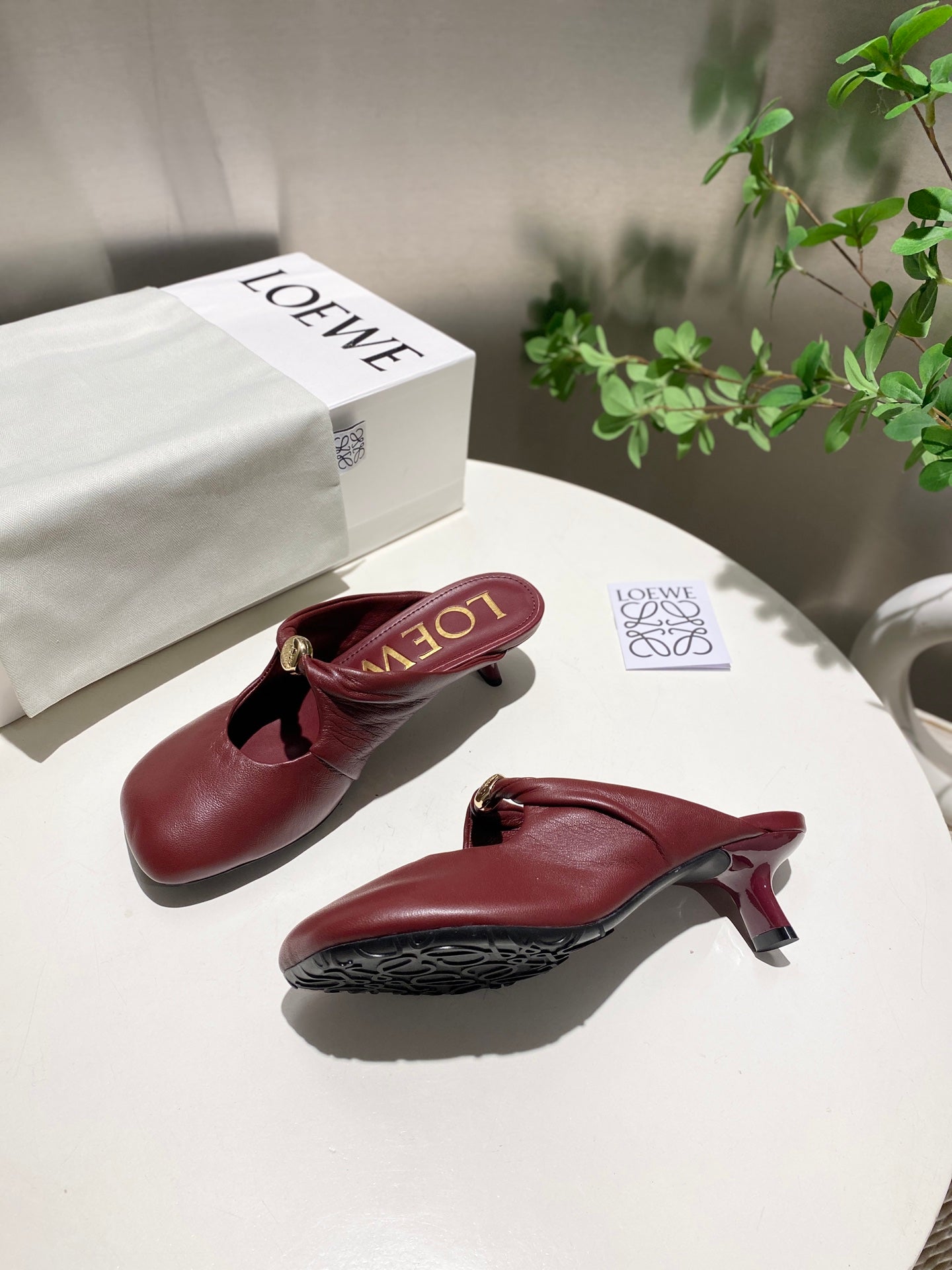 Loewe 25 Pebble Mule Ruby Red Lambskin