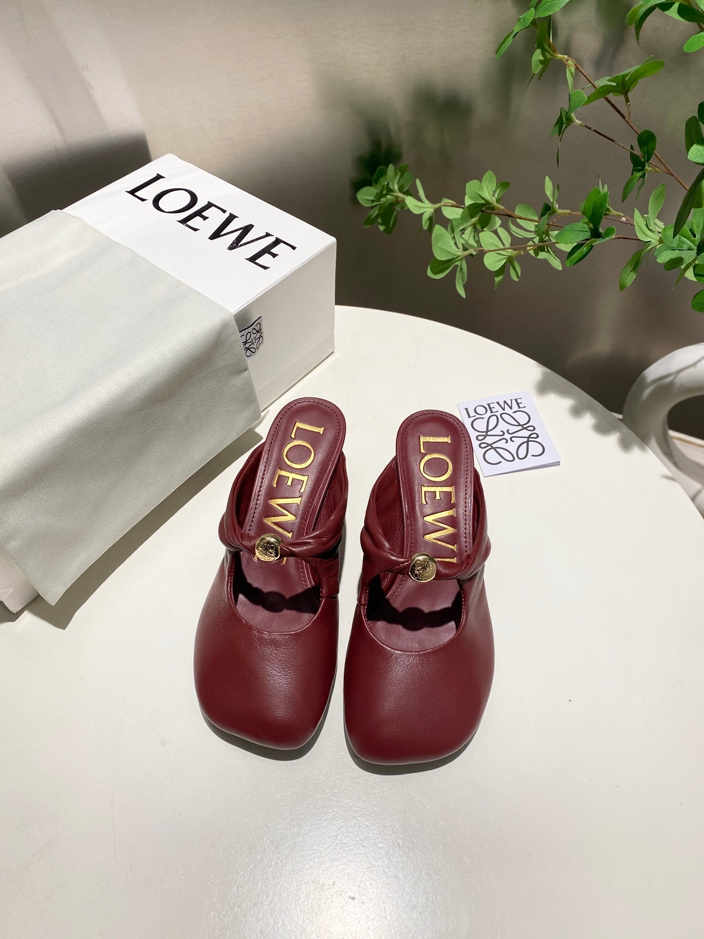 Loewe 25 Pebble Mule Ruby Red Lambskin