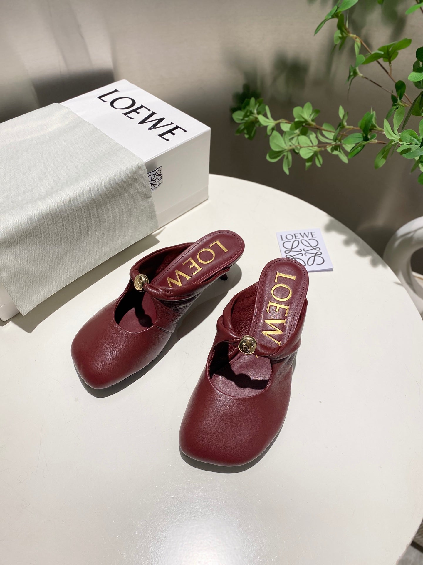 Loewe 25 Pebble Mule Ruby Red Lambskin
