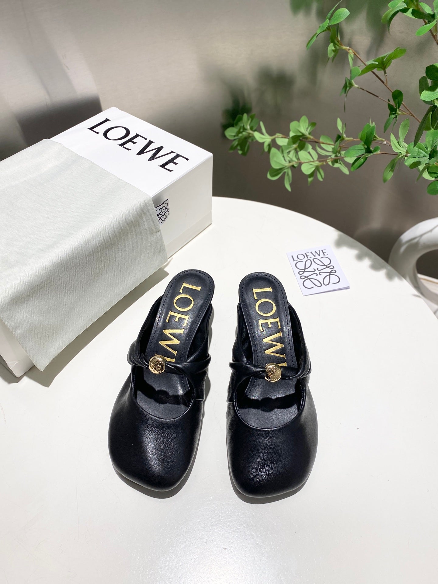 Loewe 25 Pebble Mule Black Lambskin