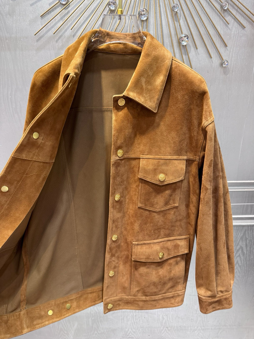 Celine 25 Jacket Brown Suede with Gold Button
