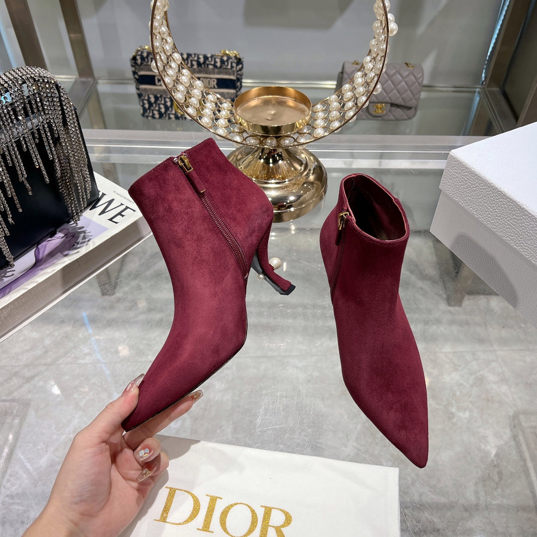 CD Tribales Heeled Ankle Boot 65mm In Burgundy Suede 996428