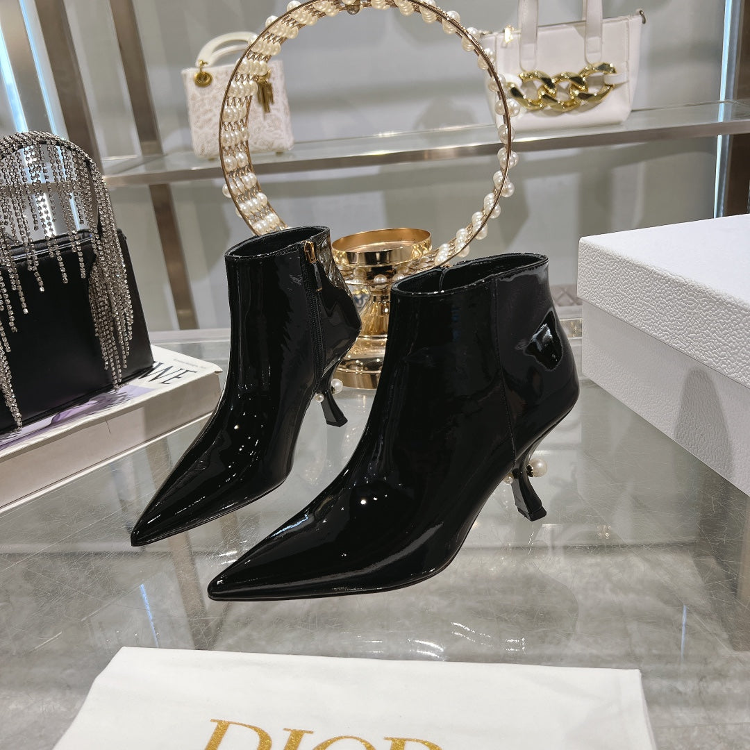 CD Tribales Heeled Ankle Boot 65mm In Black Glossy Cowhide 996434