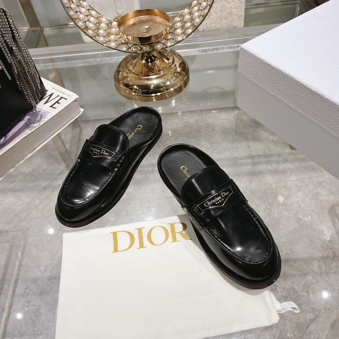 CD Boy Mule In Black Glossy Calfskin  996453