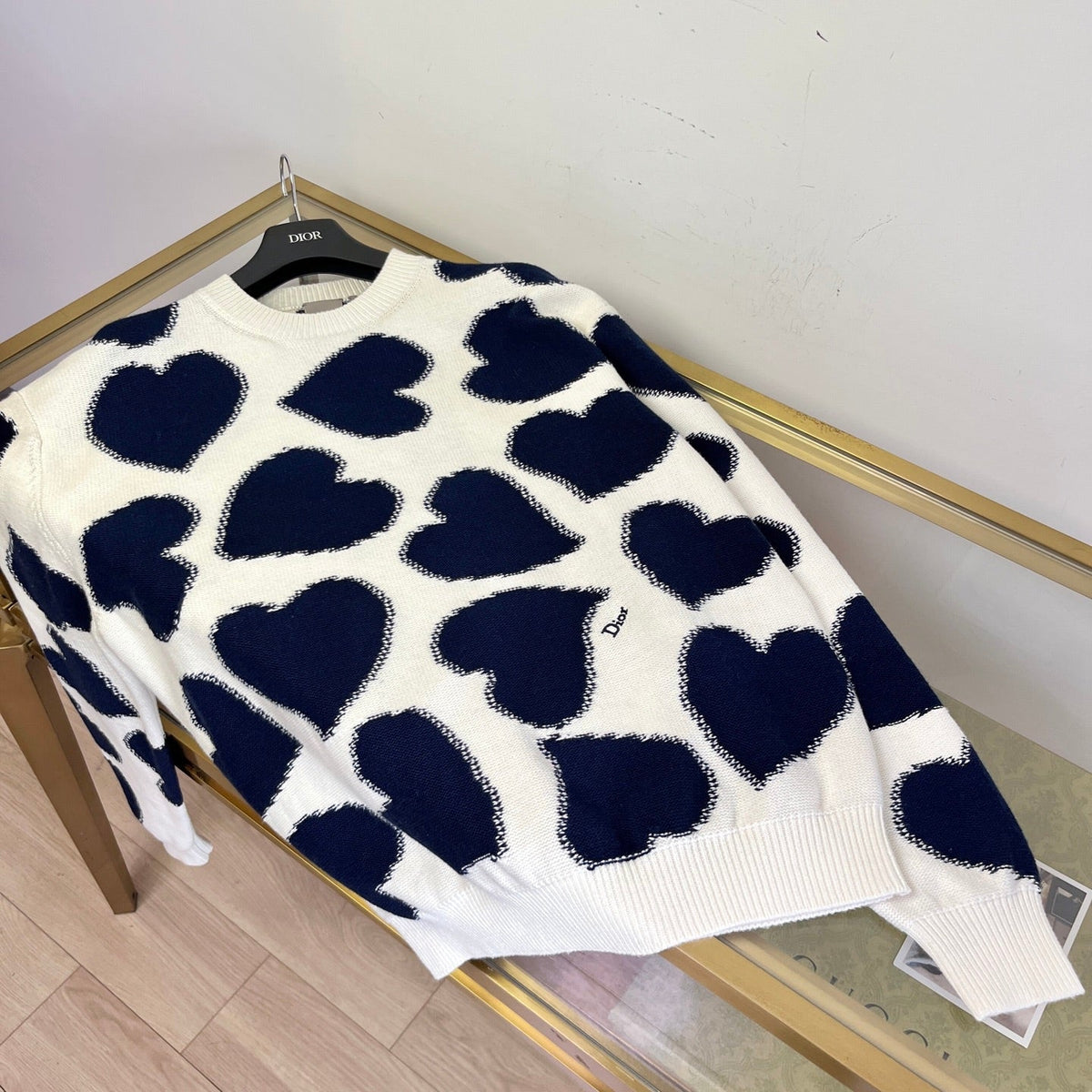 Dior 2026 Heart Sweater White And Blue Wool 431802
