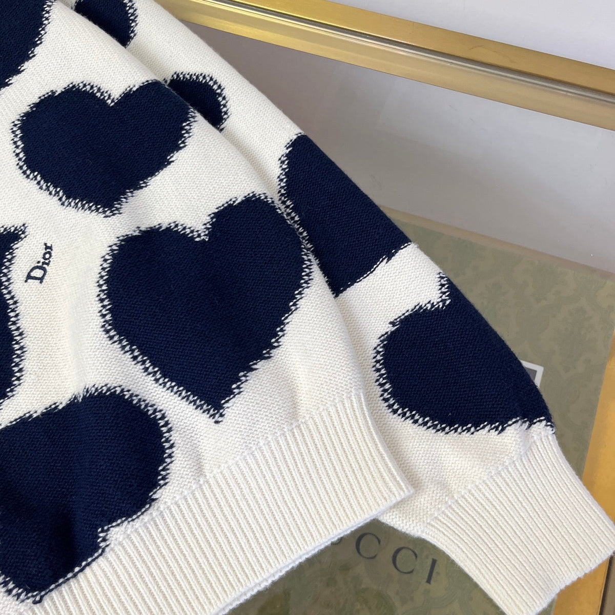 Dior 2026 Heart Sweater White And Blue Wool 431802