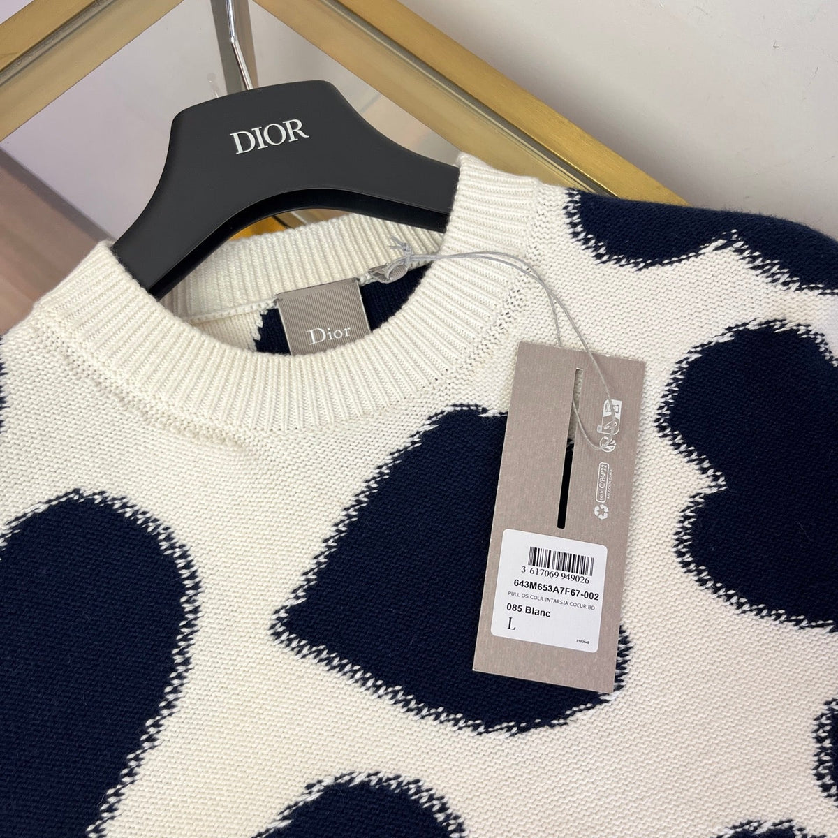 Dior 2026 Heart Sweater White And Blue Wool 431802