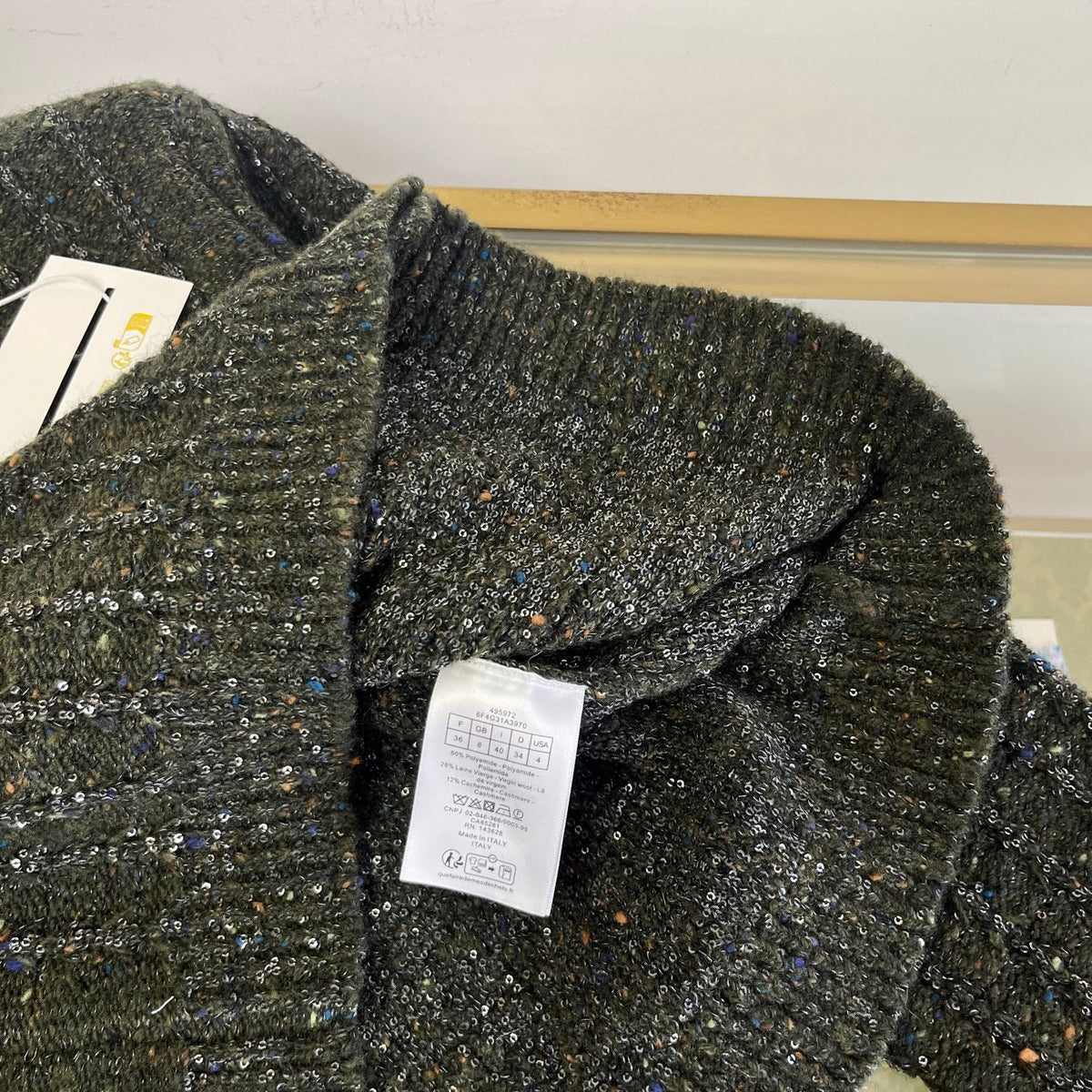 Dior 2026 Cardigan Moss Green Wool With Sequins 435412