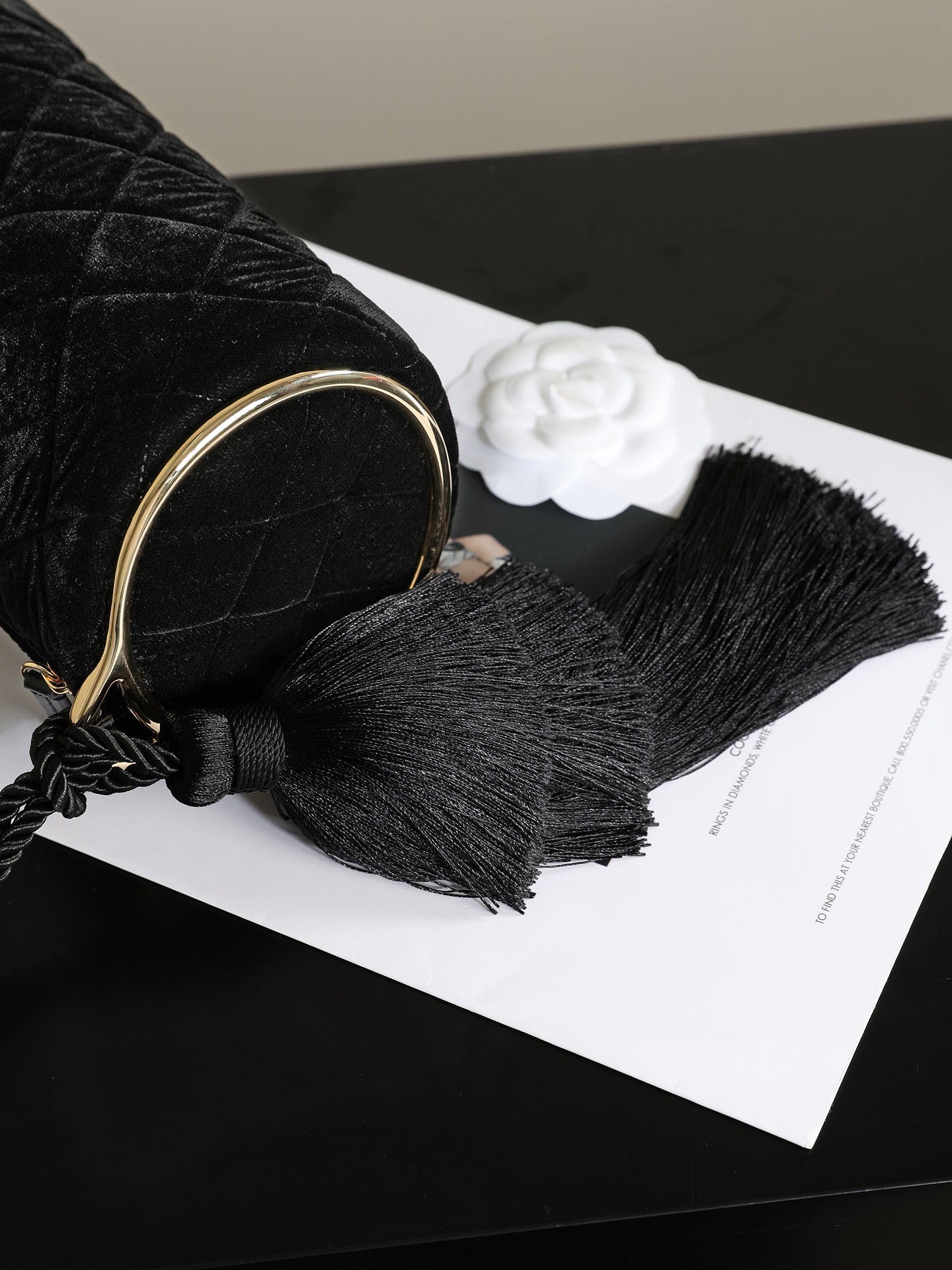 Chanel 2026 Tassel Cylindrical Bag 23.5cm Black Velvet