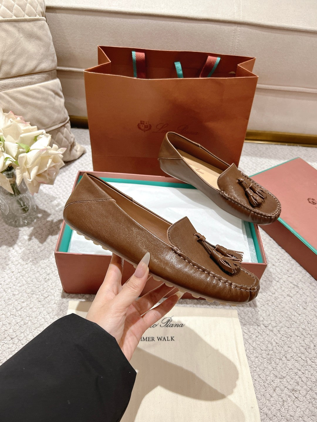 LP Dot sole walk mocassinown Chocolate Leather 215007